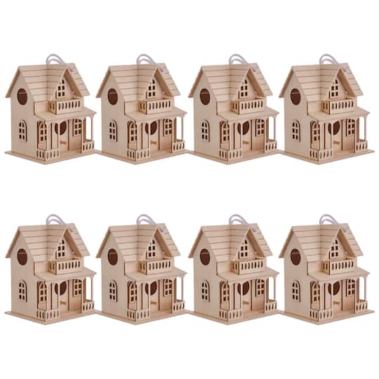 8 Pack: Wood Mini Birdhouse by Make Market®